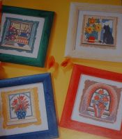 Pots of Flowers in Windows ~ Four Cross Stitch Charts