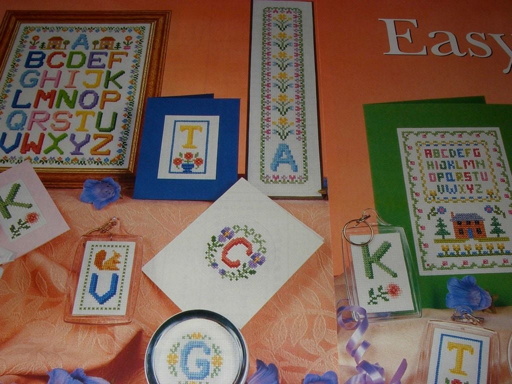 Colourful Alphabet Sampler with Floral Motifs ~ 8 Cross Stitch Charts