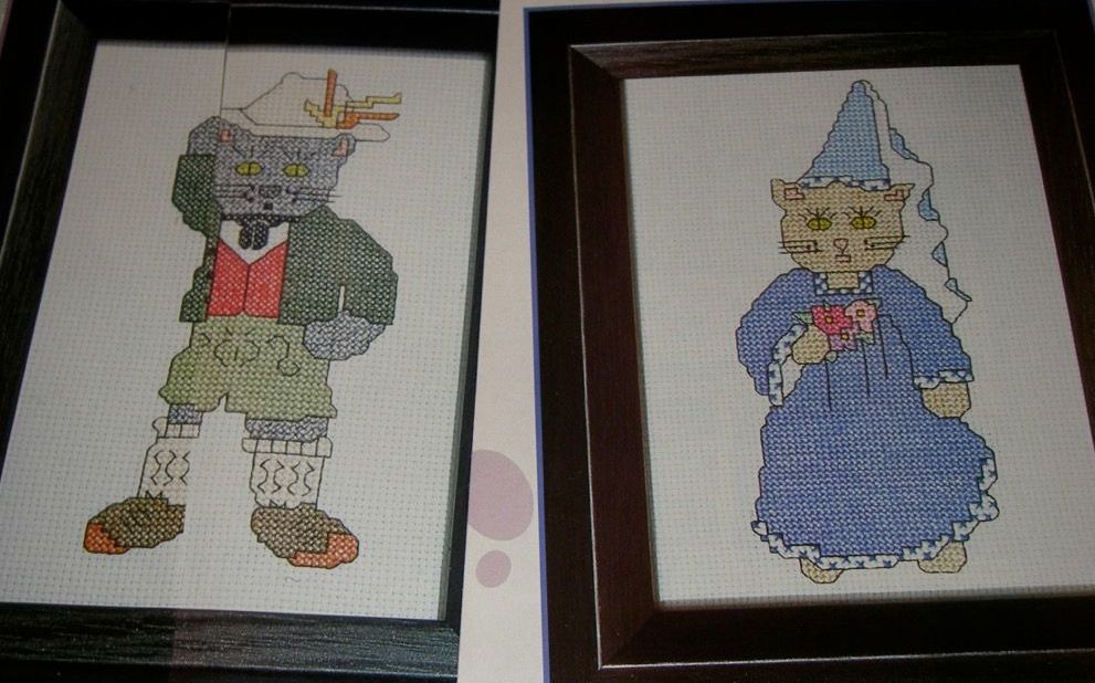 Two Dressed Up Cats ~ Cross Stitch Charts