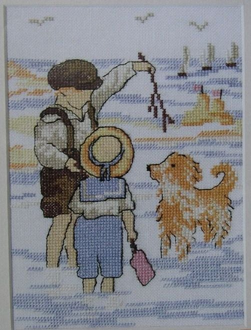 Beachcombing Children & Dog ~ Cross Stitch Chart