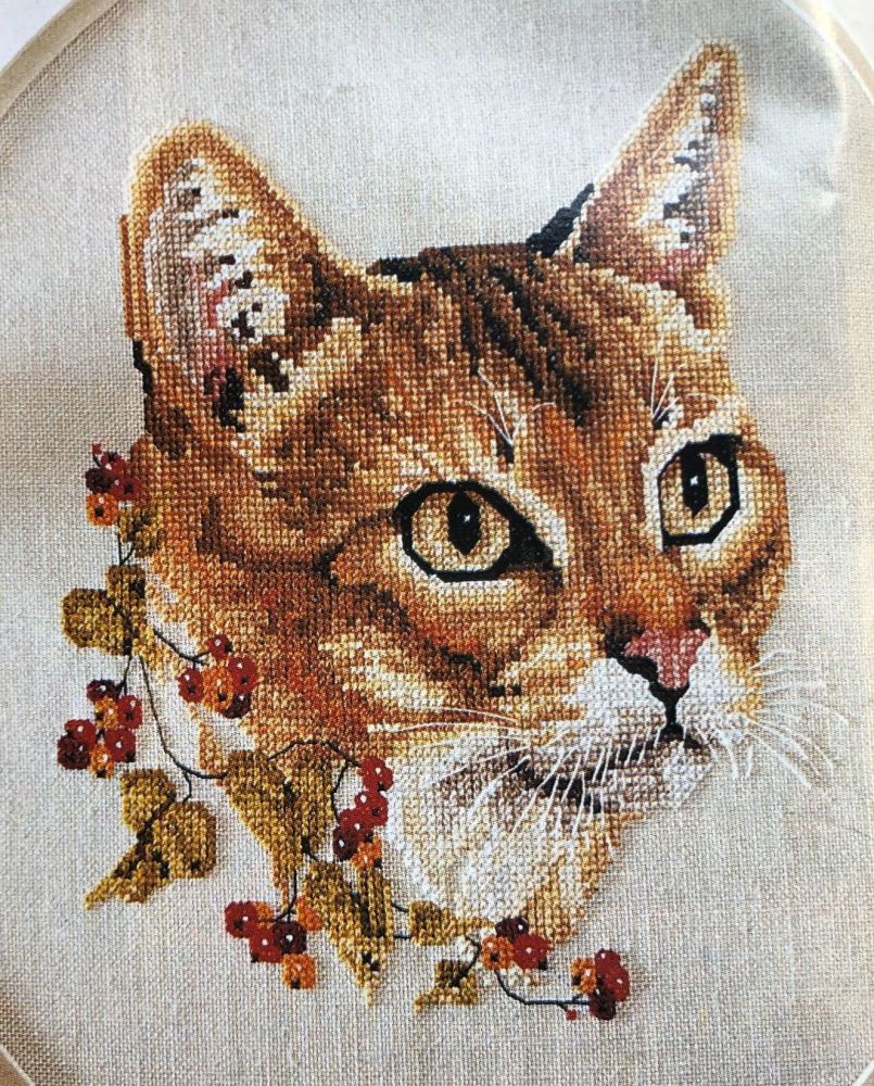 Cat with Autumn Berries ~ Cross Stitch Chart
