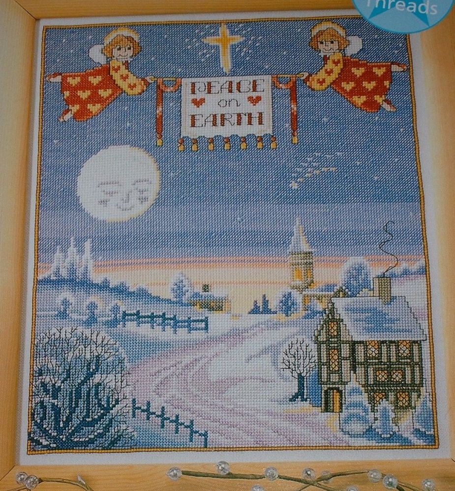 Peace on Earth White Christmas Scene ~ Cross Stitch Chart