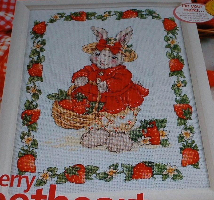 DMC Strawberry Bunny ~ Cross Stitch Chart