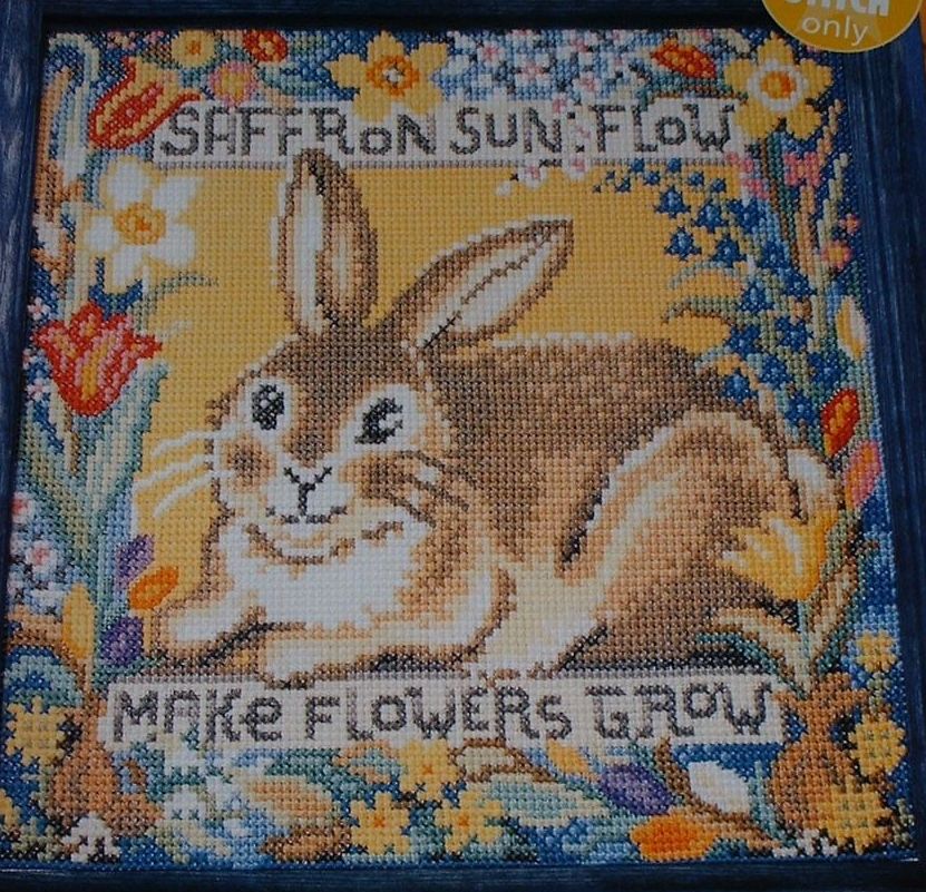 Saffron Sun:Flow Make Flowers Grow Spring Rabbit ~ Cross Stitch Chart