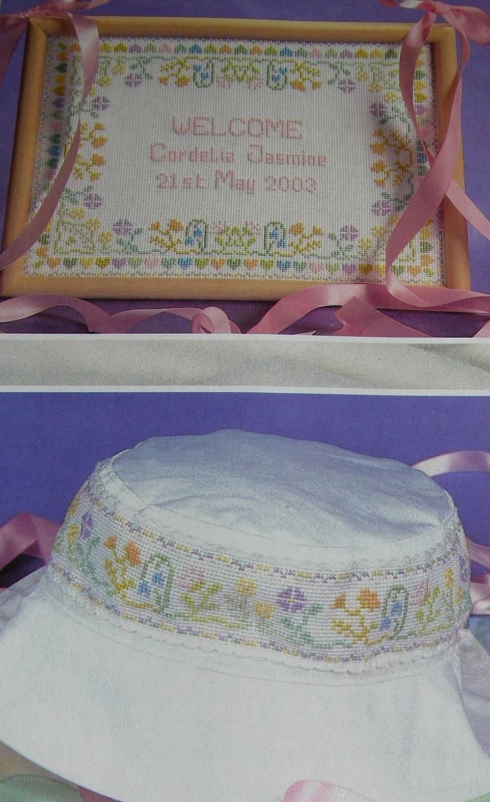 Floral Baby Girl Birth Sampler & Bandings ~ Cross Stitch Charts