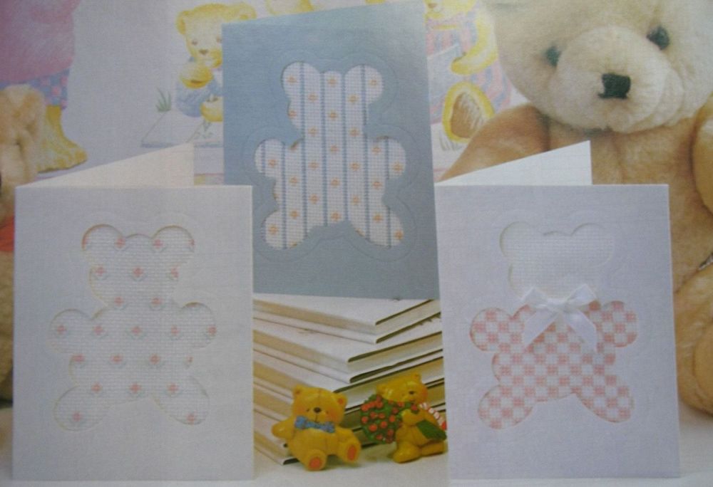 Three Teddy Bear Aperture Baby Cards ~ Cross Stitch Charts