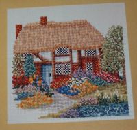 English Timbered Thatched Cottage ~ Cross Stitch Chart