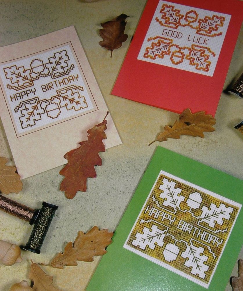 Autumnal Greeting Cards ~ Cross Stitch, Blackwork & Assisi Charts