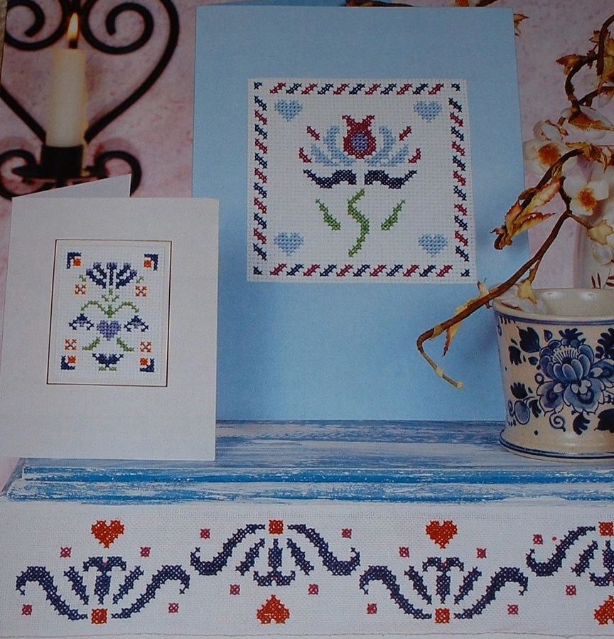 THREE Stencil Floral Design Cross Stitch Charts