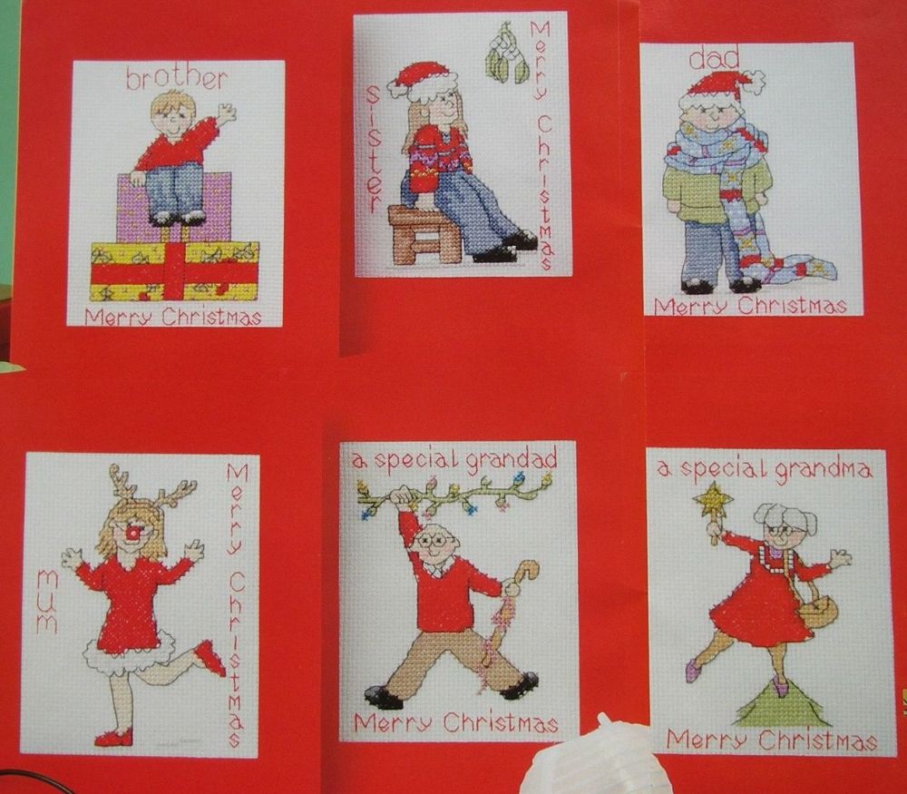 Six Family Christmas Cards ~ Cross Stitch Charts