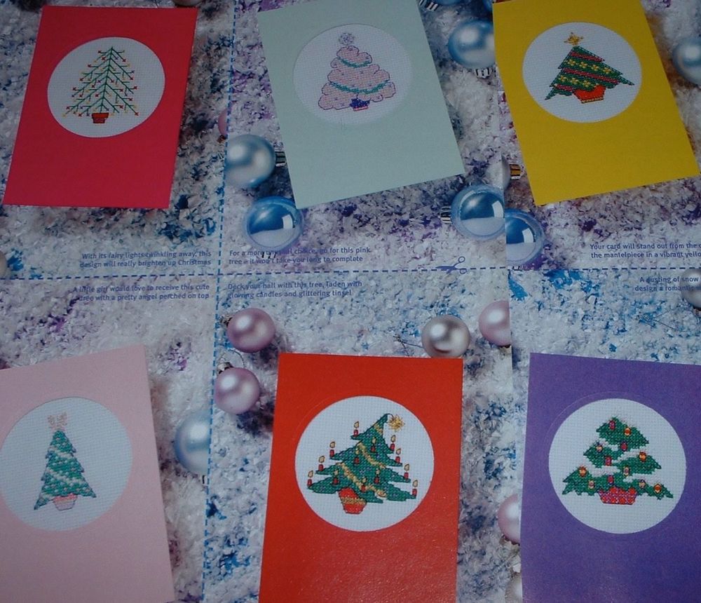 7 Christmas Tree Cards ~ Cross Stitch Charts