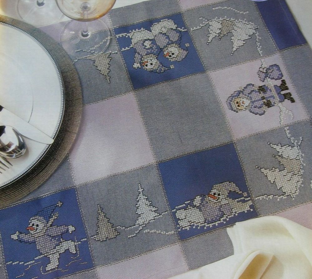 Snowman Scene Christmas/Winter Table Runner ~ Cross Stitch Chart