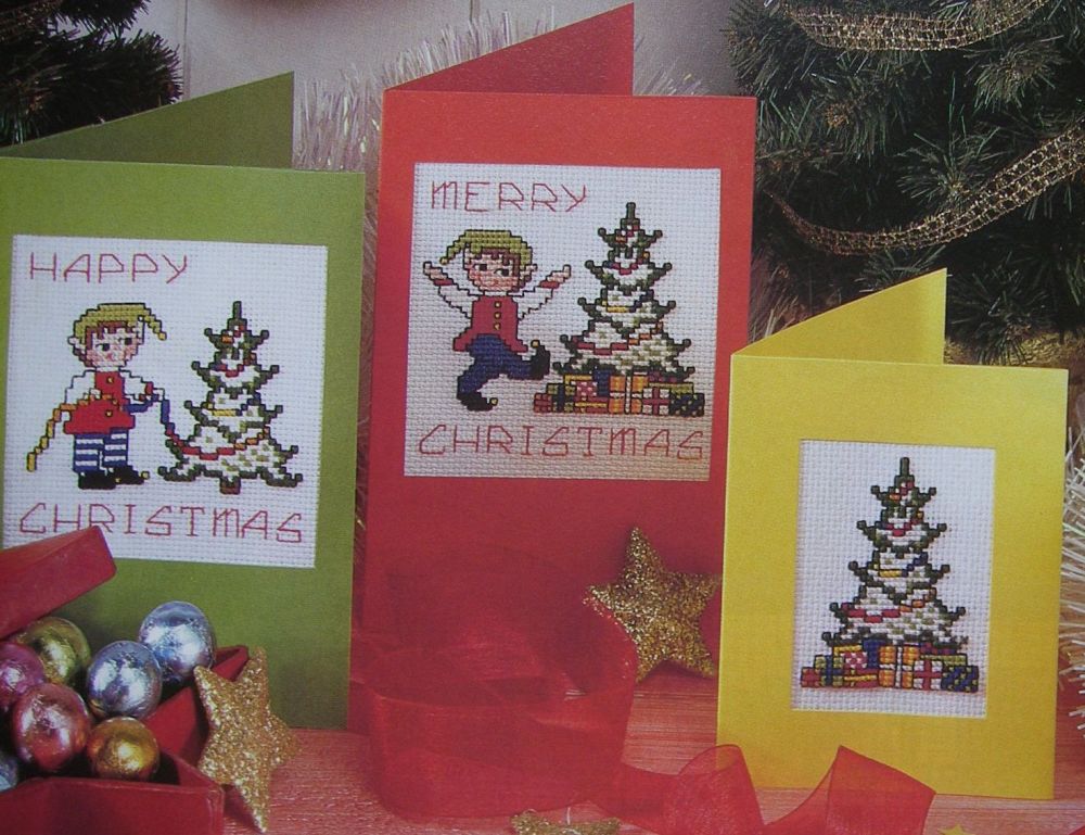 Christmas Elves Cards & Cake Banding ~ Cross Stitch Charts