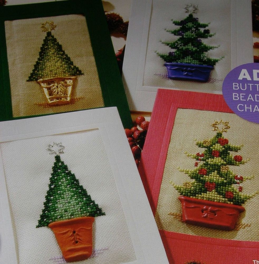 Four Christmas Tree Cards ~ Cross Stitch Charts