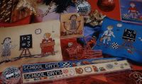 Boy & Girl School Sets ~ SIX Cross Stitch Charts