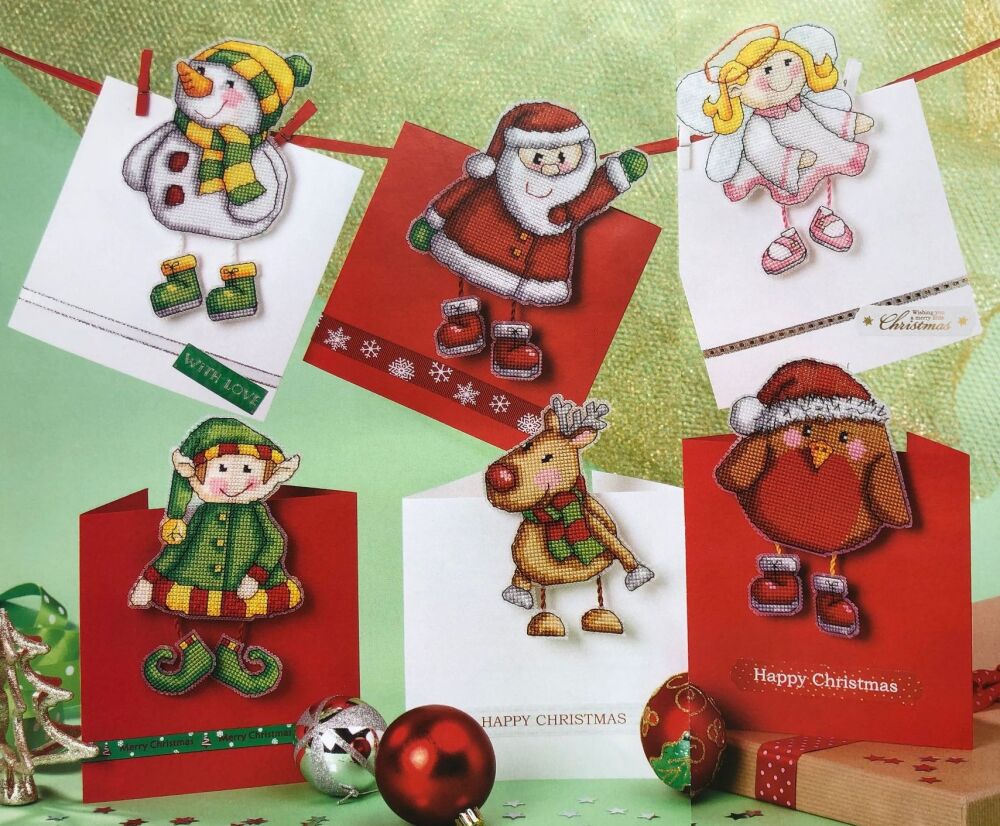 Cute Dimensional Christmas Cards ~ Six cross Stitch Charts