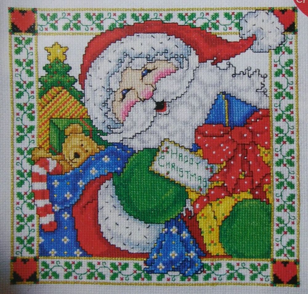 Jolly Santa with Presents ~ Cross Stitch Chart