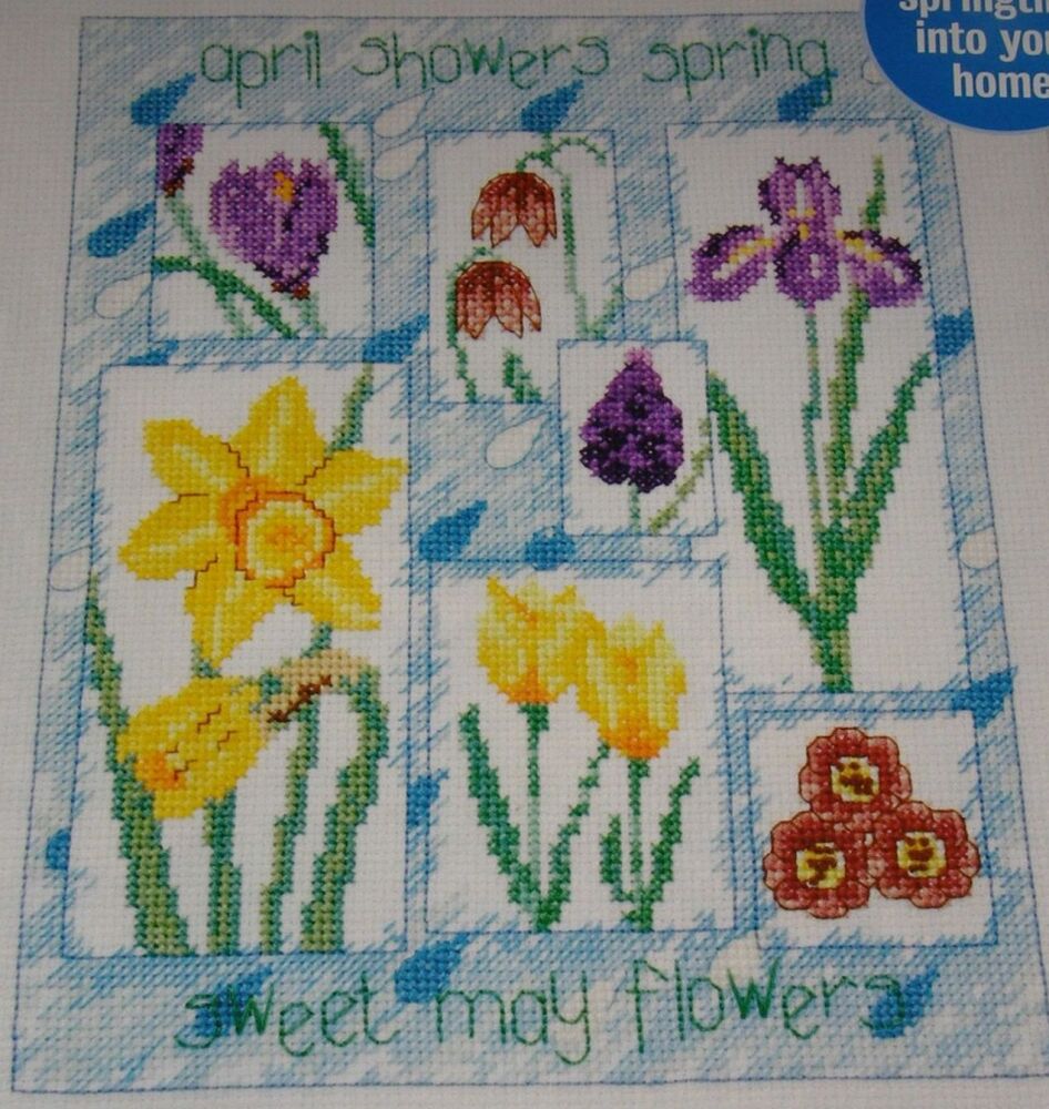 April Showers Spring Flower Sampler ~ Cross Stitch Chart