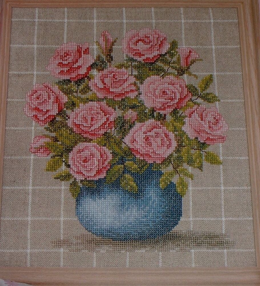 Vase of Pink Roses ~ Cross Stitch Chart