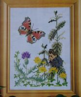 Peacock Butterfly Amongst the Thistles & Nettles ~ Cross Stitch chart