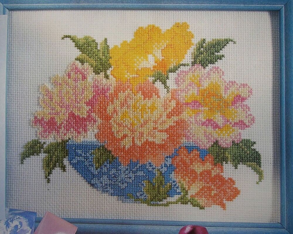 Bowl of Peonies ~ Cross Stitch Chart