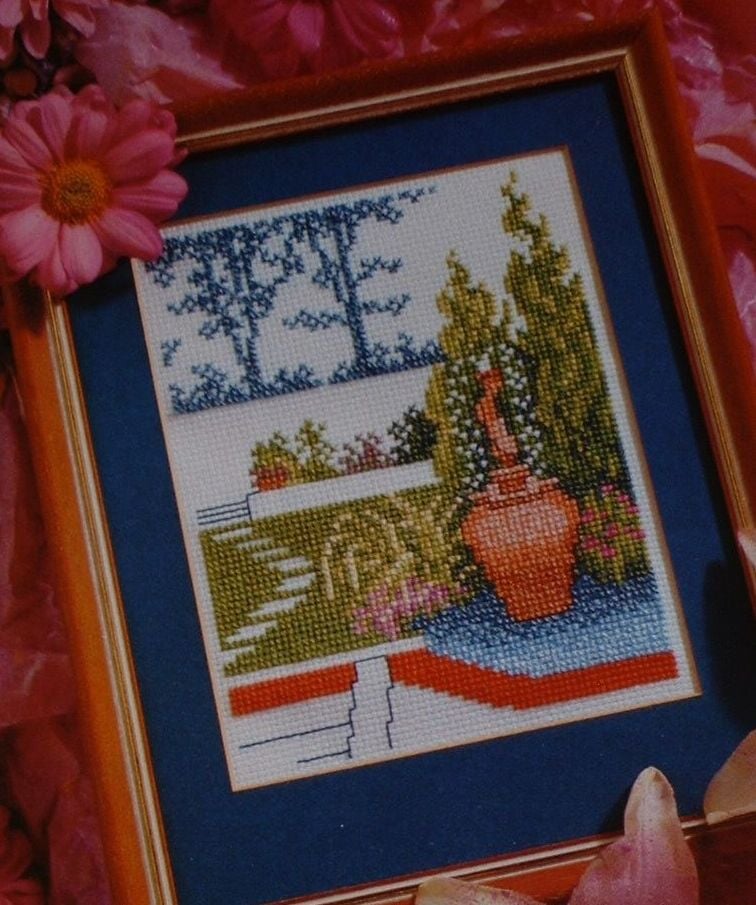 Formal Terrace Flower Garden ~ Cross Stitch Chart