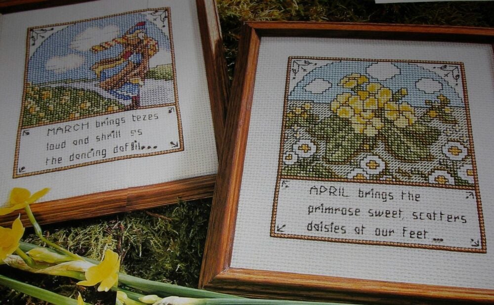 March & April Spring Season Samplers ~ Two Cross Stitch Charts