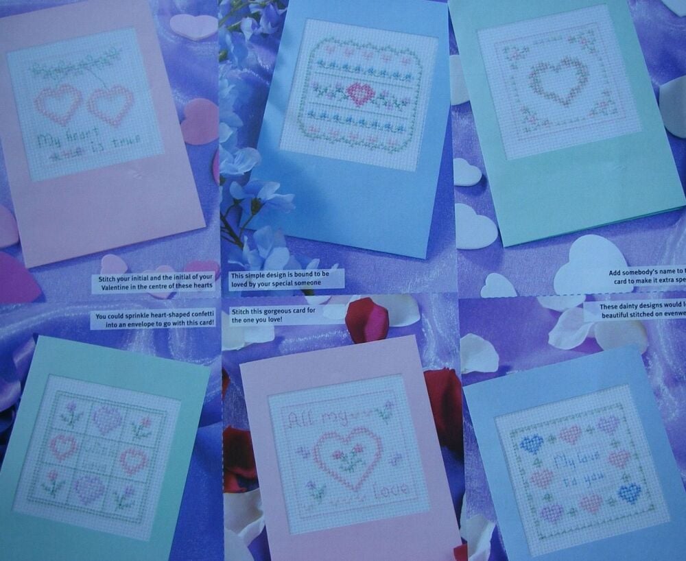 SEVEN Sampler Valentine Cards ~ Cross Stitch Charts