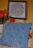 Elizabethan Blackwork Flower Arrangement Cushion ~Blackwork Embroidery Pattern