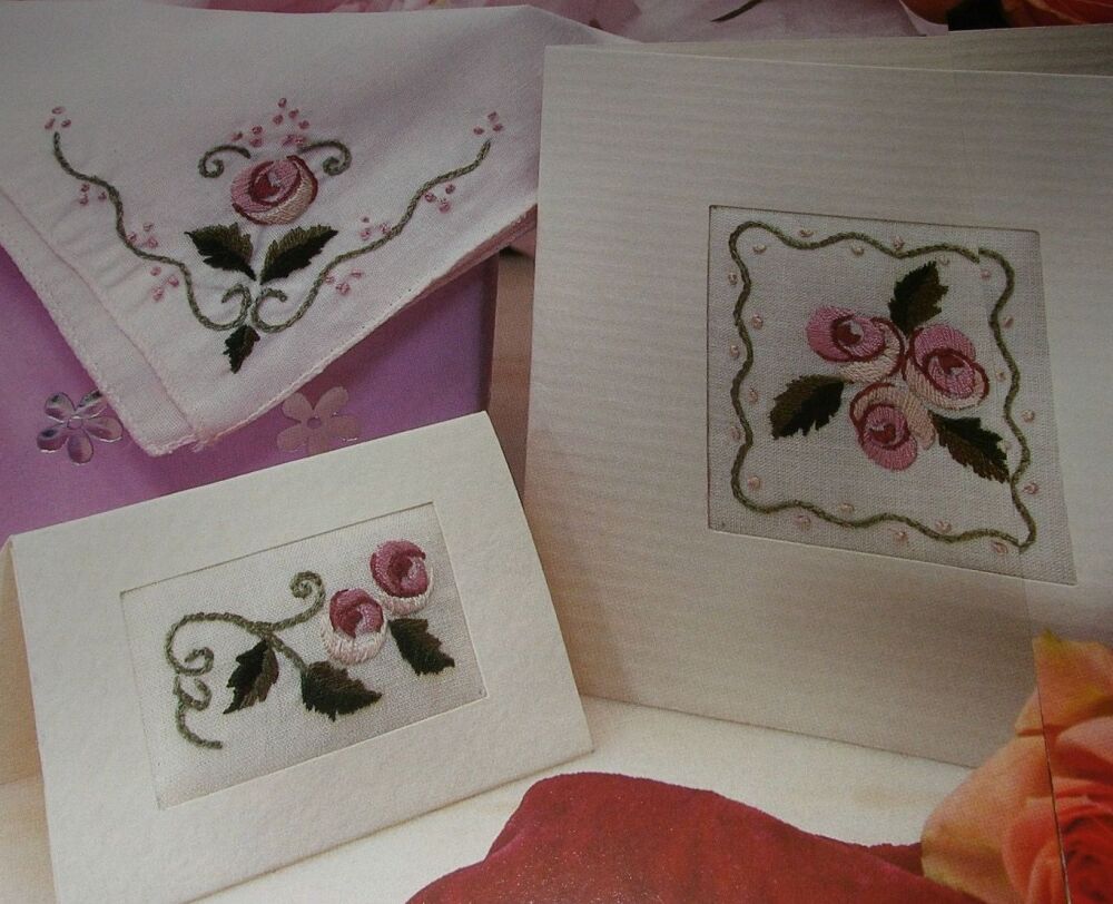 Rose Florals ~ THREE Embroidery Card Patterns