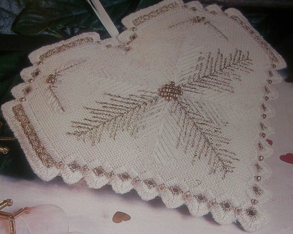 Calico Crossroads Christmas Heart Ornament ~ Counted Thread Embroidery