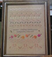 Summer Counted Thread Band Sampler with Ribbonwork Roses ~ Embroidery Pattern