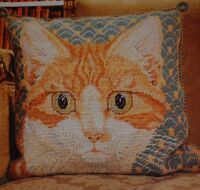 Ginger & White Cat Cushion ~ Needlepoint Pattern