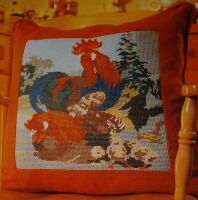 Cockerels and Chicks Cushion ~ Needlepoint Chart