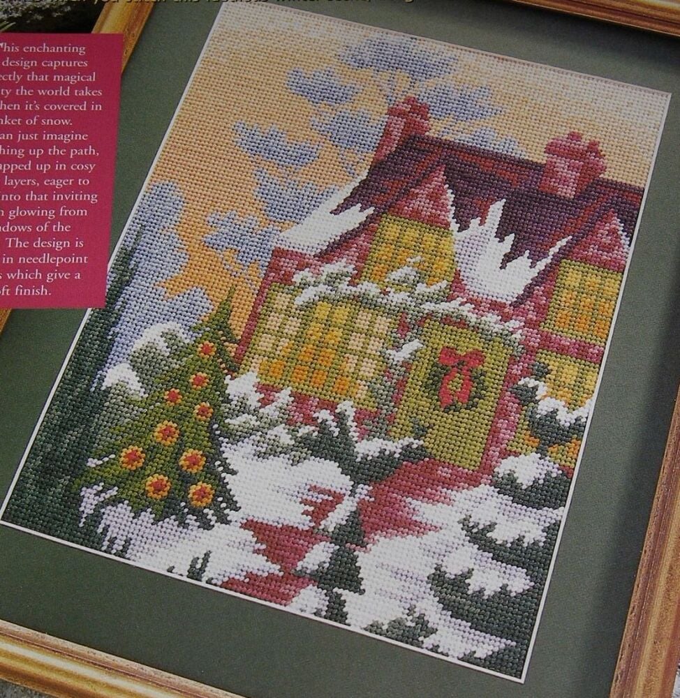 Winter Cottage with Snow ~ Needlepoint Pattern