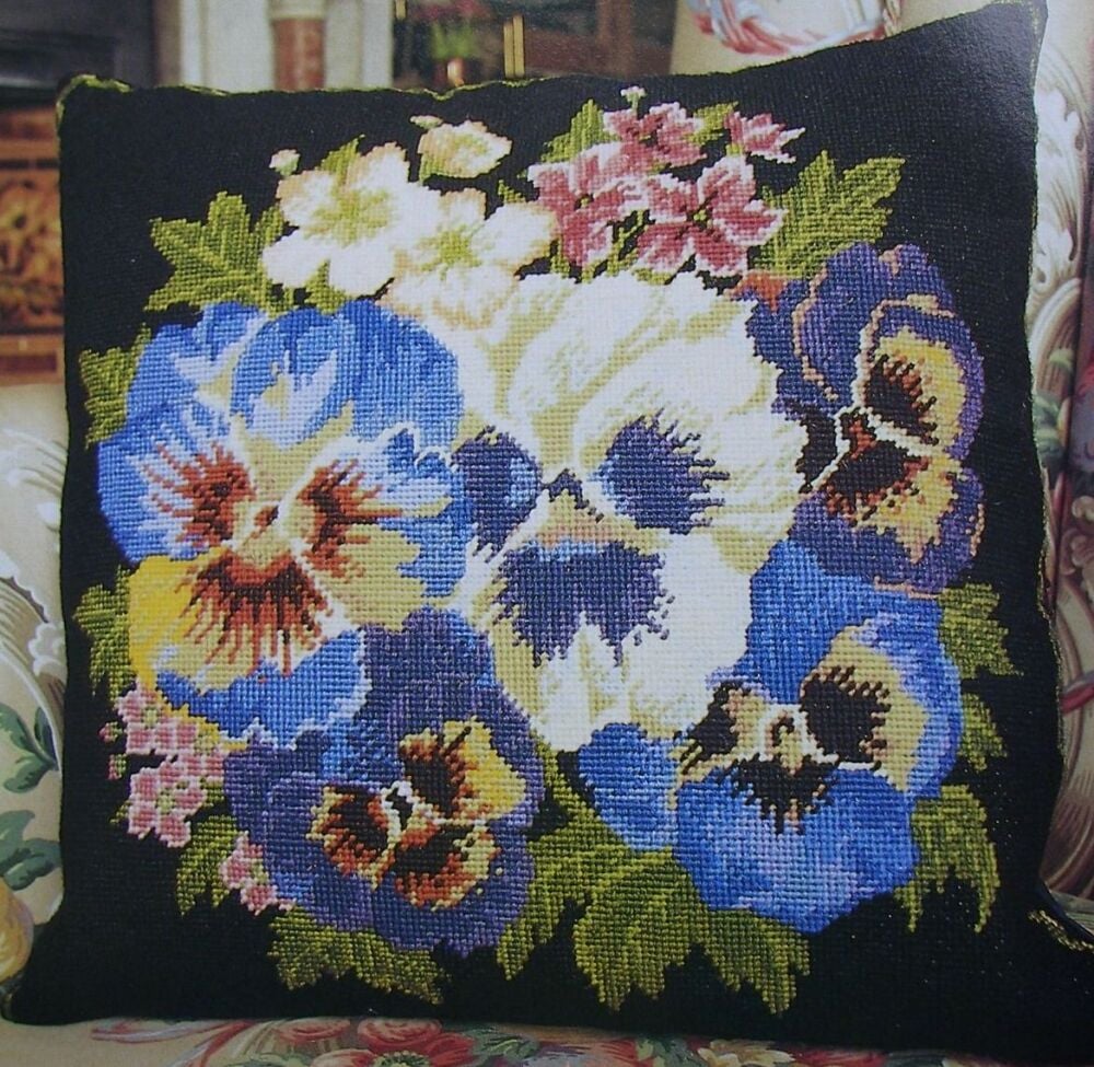 Pansy Needlepoint Cushion ~ Needlepoint Pattern