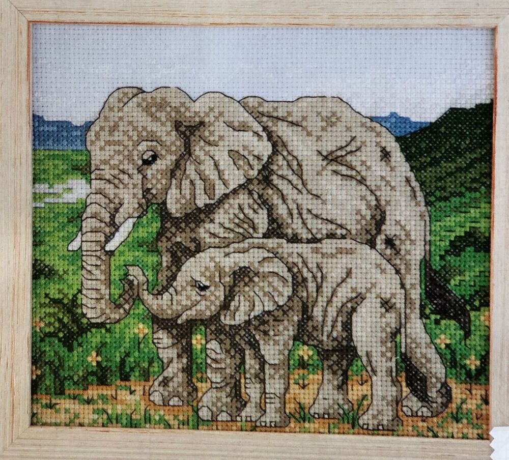 Mother & Baby Elephant ~ Cross Stitch Chart