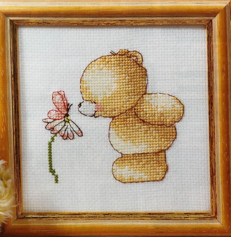 Forever Friends Bear with Butterfly and Daisy ~ Cross Stitch Chart