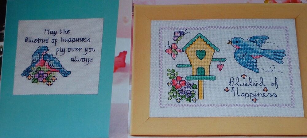 Bluebirds and Birdhouses ~ Six Cross Stitch Charts