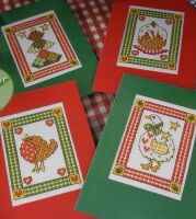 Rustic Style Christmas Cards ~ Four Cross Stitch Charts