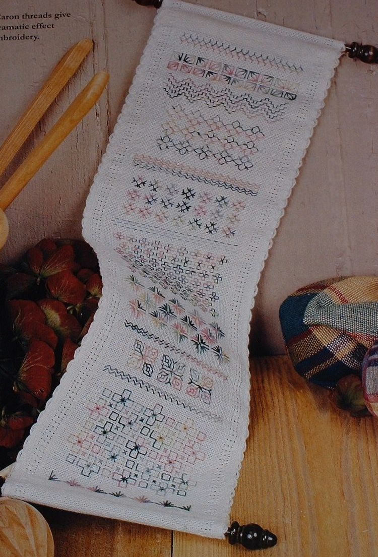 Caron Wildflowers Bellpull ~ Blackwork Embroidery Pattern