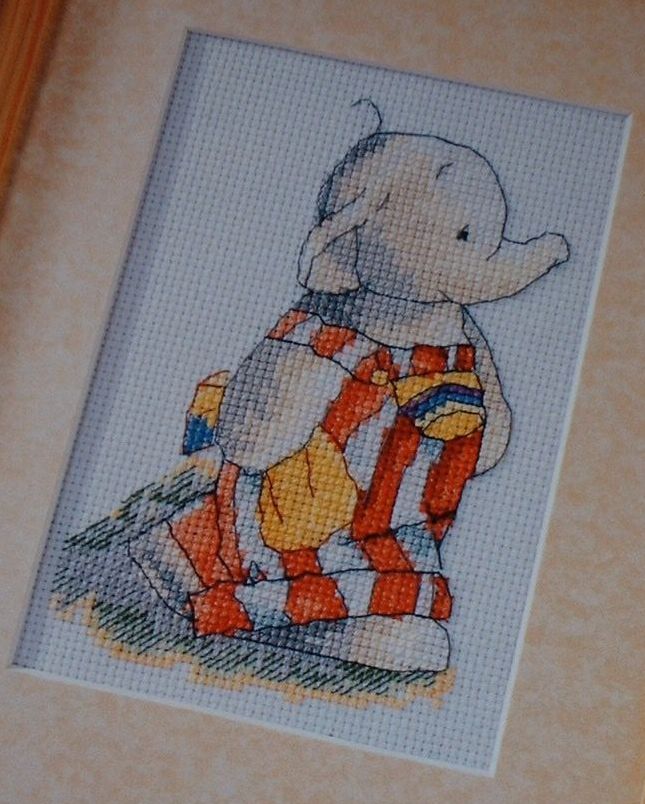 Humphrey's Corner Elephant in Stripey Dungarees ~ Cross Stitch Chart