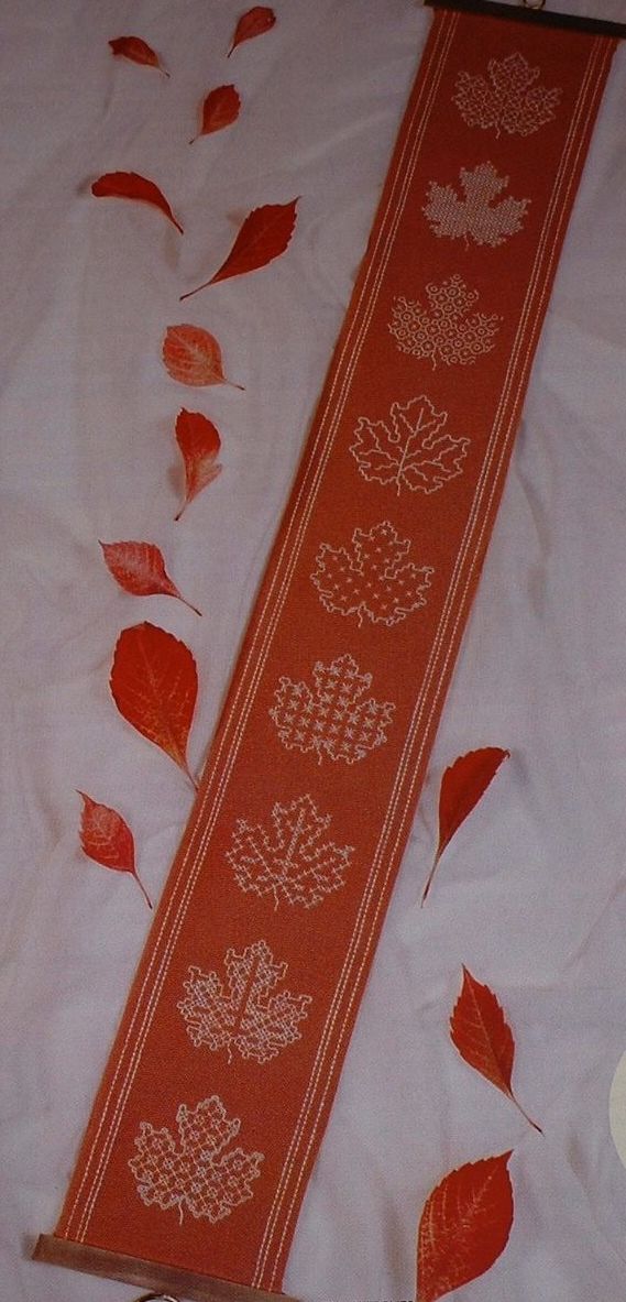 Blackwork Leaf Bellpull Sampler ~ Blackwork Embroidery Pattern