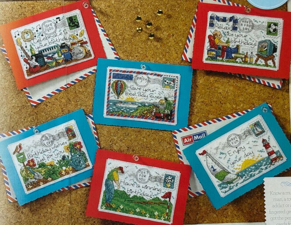 Birthday Cards for Men ~ Six Cross Stitch Charts