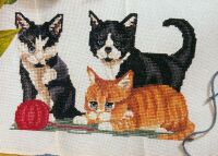 Three Cats with Ball of Wool ~ Cross Stitch Chart