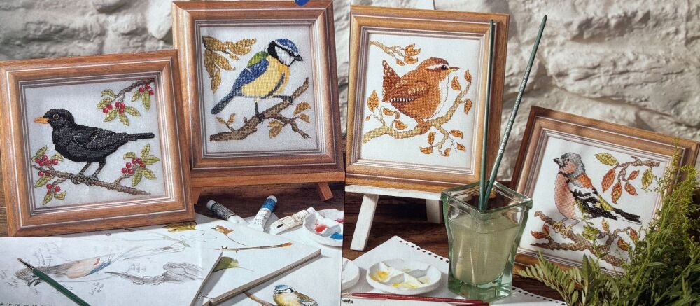 Four British Garden Birds ~ Four Cross Stitch Charts