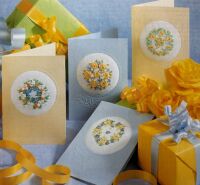 Yellow Ribbon Flower Cards ~ Four Ribbonwork Embroidery Patterns