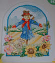 Countryside Scarecrow & Sunflower Scene ~ Cross Stitch Chart