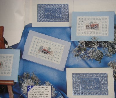 Frosty Buildings ~ Cross Stitch & Blackwork Cards Patterns