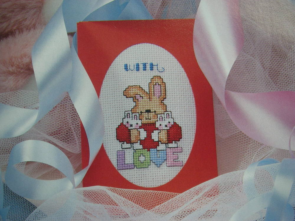 With Love Bunny Rabbit Card ~ Cross Stitch Chart
